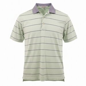 Peter Millar SZ L 100% Cotton Short Sleeve Striped Golf Preppy Polo Shirt